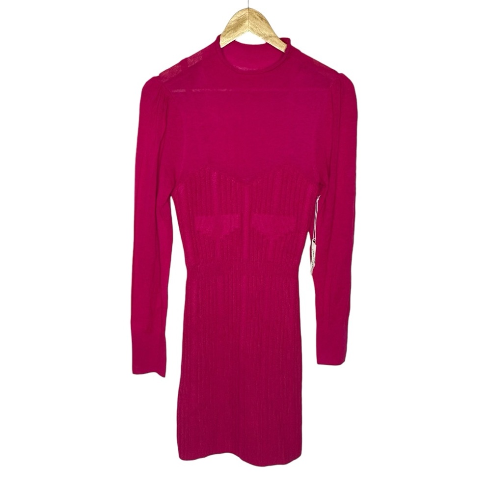 NEW Hot Pink Anthropologie Turtleneck Sweater Dress m - Picture 4 of 16